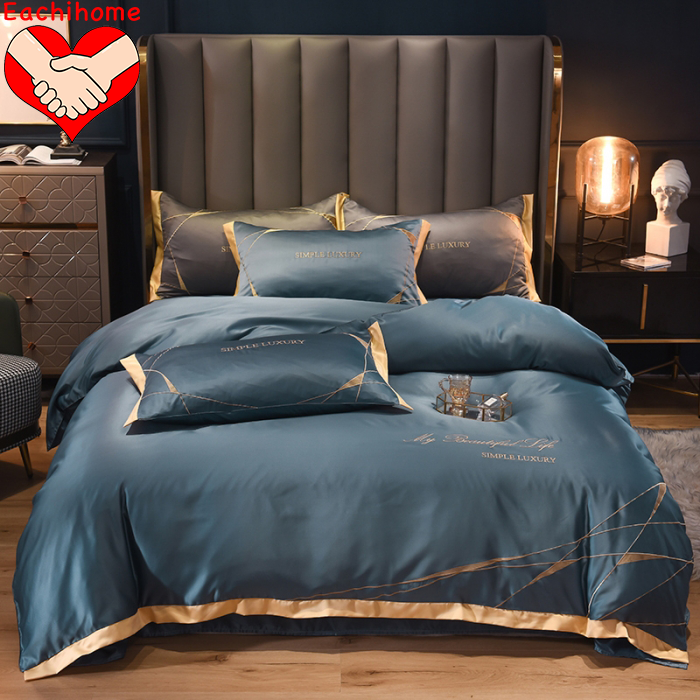 Новый роскошный комплект постельного белья из четырех предметов с вышивкой из промытого шелка