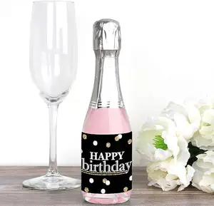 Personalizzato privato buon compleanno Mini vino e adesivo in metallo bottiglia di vino etichetta adesivi regalo di favore per le donne e gli uomini