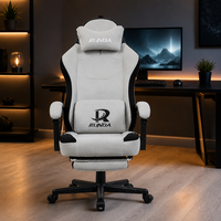 Chaise de jeu ergonomique avec massage, dossier haut, pivotante, pour bureau, avec repose-pieds, hauteur réglable, soutien lombaire