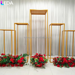 LEDA High Quality Wedding Party Events <b>Gold</b> Square Iron Metal Large Hanging Flower <b>Backdrop</b> - Product Image 1