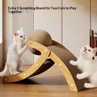Griffoir pour chat en carton ondulé écologique de grande taille, interactif avec boule en sisal, jouet pour chat d'intérieur toutes saisons