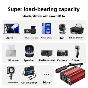 American 150W monofase <span class=keywords><strong>Inverter</strong></span> auto alimentazione 12V a 110V presa Standard 5 v2.1a + 1A - Product Image 4