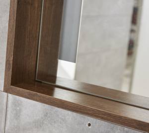 Fregaderos dobles Vanidad de baño colgada en la pared moderna Gabinete de melamina Unidades de baño <span class=keywords><strong>KD</strong></span> con iluminación Led - Product Image 6