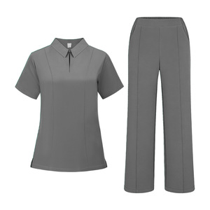 Nurse Uniforms Split Set Unisex Moisture Wicking Durable Wrinkle Resistant Hospital Wear Azure Burgundy Gray Dark Green - Product Image 3