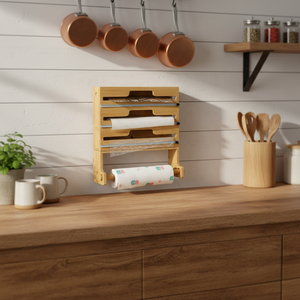 Distributeur de <span class=keywords><strong>film</strong></span> alimentaire 4 en 1 avec coupe-<span class=keywords><strong>film</strong></span> <span class=keywords><strong>et</strong></span> porte-serviettes en papier, distributeur de papier aluminium, support de rangement, outil de cuisine - Product Image 2