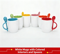 Mug en céramique 11oz avec cuillère, tasse à café à sublimation par transfert thermique, émaillée, vente en gros, qualité alimentaire, pour mariage, Noël, logo personnalisé, design moderne