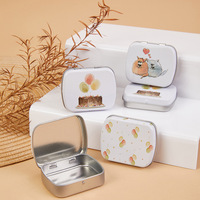 Boîte en fer blanc miniature rectangulaire à charnière avec impression personnalisée et gaufrage, fabriquée à partir de matériaux recyclés, pour bonbons et menthes