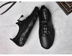 Men's British <b>Style</b> Business Casual Oxford <b>Shoes</b> Mesh Lace-Up Anti-Slip Breathable Lightweight Round Toe Glossy - Product Image 1