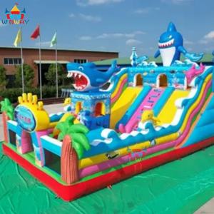 Tobogán Acuático Inflable Tipo Tiburón con Palmera Tropical, Plataforma de Salto, Ecológico, Garantía de 3 Años, Diversión Veraniega Definitiva - Product Image 4