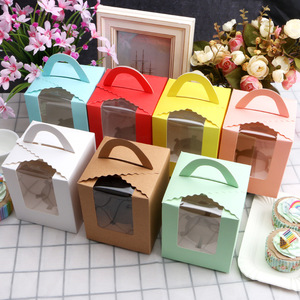 Rectangle Kraft Paper <b>Dessert</b> <b>Box</b> With Window For Cupcake Cake Pastry Packaging Takeaway Food Storage - Product Image 4