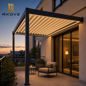 Pérgola de Aluminio de 3x3m para Montar en la Pared con Iluminación LED Cálida, Toldo para Balcón de Apartamento Urbano, RK-C1 - Product Image 3