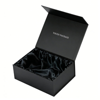 Boîte cadeau rigide personnalisée de luxe, pliable, à rabat, magnétique, avec doublure en éponge noire et intérieur en satin fait main