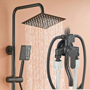Ensemble de douche mural de luxe moderne noir mat en acier inoxydable avec mitigeur pour <span class=keywords><strong>hôtel</strong></span> et projets - Product Image 1