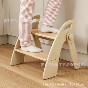 Nuevo taburete infantil de madera de estilo transfronterizo, taburete plegable para niños, estructura de escalada de madera maciza para uso doméstico en interiores. - Product Image 3