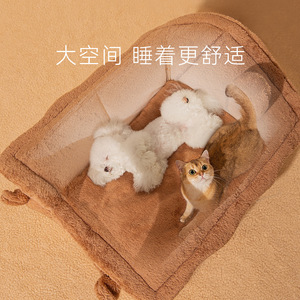 เตียงสัตว์เลี้ยงทรงสี่เหลี่ยมหมอน้องหมีสีน้ำตาล เตียงสุนัขซักได้ ใช้ได้ทุกฤดู - Product Image 3