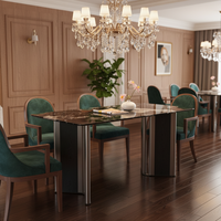 Ensemble de table à manger en marbre carré minimaliste nordique moderne, design luxueux en bois, meubles de maison pour salle à manger