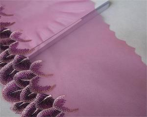 Vải Ren Tay Thiết Kế Bán Sỉ Ren Cô Dâu Màu Tím Trang Trí Thêu Móc Tay Rộng 22Cm Mới Nhất Cho Trang Phục - Product Image 4