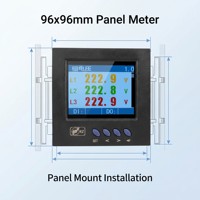 Compteur de puissance multifonction couleur TFT triphasé Ydkz SEM7250 72x72mm Classe 0.5 RS485 Modbus-RTU Industriel