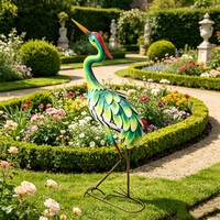 Statue en métal délicate en forme de grue à plumes, hirondelle métallique pour décoration de jardin et de patio extérieur