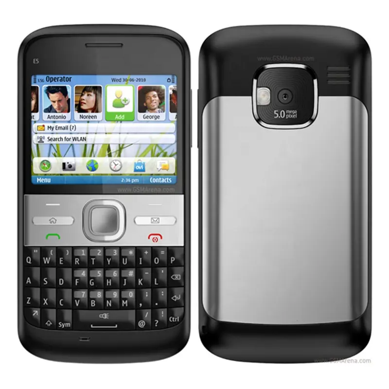 Için E5 3G cep telefonları 2.36 ''5MP WIFI GPS QWERTY GSM HSDPA E5-00 Symbian OS cep telefonu