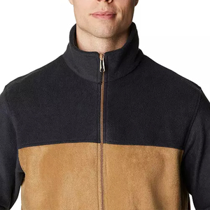 Chaqueta de lana de invierno de colores mezclados para hombre Ropa de trabajo con cuello levantado de nuevo diseño con cremallera y logotipo frontal con patrón de retazos - Product Image 2