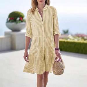 Novedad de 2025, vestidos informales elegantes Vintage, vestido de verano para mujer, Vestido camisero estampado - Product Image 3