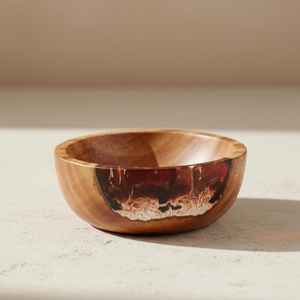 Unique Resin Wooden Bowl With Natural Timber Patterns And Polished Resin Surface Ideal For Home <b>Decor</b> Gifting - Product Image 1