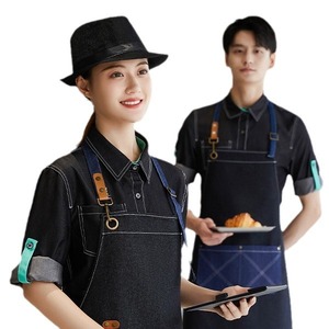 Custom Denim <b>Apron</b> With Logo Embroidery For <b>Kitchen</b> Coffee Tea Shop Workwear - Product Image 5