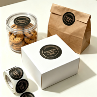 Autocollant rond en vinyle imperméable personnalisé, étiquette autocollante avec logo personnalisé pour les emballages de gobelets et de boîtes de café et de plats à emporter
