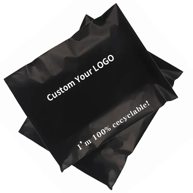 Benutzer definiertes Logo Schwarz Versand Plastiktüten Wasserdichtes T-Shirt/Stoff Adhesive Mailing Shipping Bag