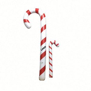 Bastón de Caramelo Inflable de PVC con Diseño de Santa Claus - Divertidos Recuerdos Navideños Portátiles y Juguetes Novedosos - Product Image 1