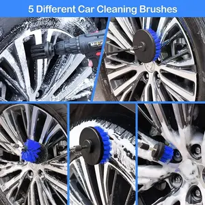 Pexmientas 26PCS Car Care Cleanings Carro Detalhando Escova Broca Escova De Lavagem Conjunto de Esponja Almofadas Kit Ferramentas De Limpeza Do Carro