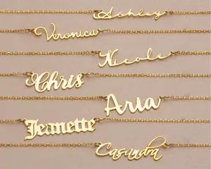 Collana con lettera personalizzata 9k 10K 14K 18K collana con nome in oro reale per lei His