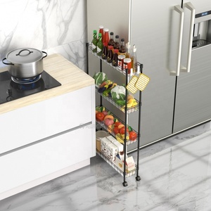 Chariot de rangement utilitaire mobile en fil métallique Chariot de rangement mince Chariot de cuisine étroit à 4 niveaux <span class=keywords><strong>sur</strong></span> roues pour les petits espaces - Product Image 5