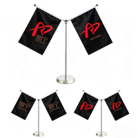 Drapeau de table personnalisé en polyester rectangulaire réglable avec impression numérique, pour bureau, avec mât en acier inoxydable – Fournisseur d'usine