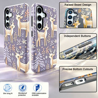 Coque de téléphone antichoc intégrale en PC+TPU mat avec motif flocon de neige et cerf pour Galaxy A15, découpes précises, boutons latéraux séparés