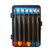 Juego de 6 destornilladores de precisión DIY, OEM, de plástico con acabado de óxido negro, de acero al carbono, Phillips, planos, mini herramientas de reparación para electrónica