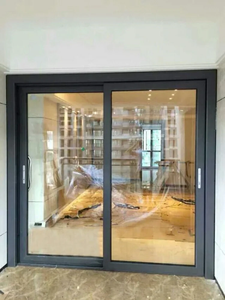 Moden Cadre mince en aluminium noir Double vitrage en verre trempé Isolation phonique Patio Extérieur Impact d'ouragan <span class=keywords><strong>Porte</strong></span> coulissante - Product Image 5
