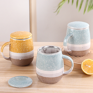 Tasse à café et thé en céramique <span class=keywords><strong>de</strong></span> bureau à revêtement <span class=keywords><strong>de</strong></span> couleur avec logo personnalisé OEM personnalisable <span class=keywords><strong>de</strong></span> 12 oz avec infuseur et couvercle - Product Image 1