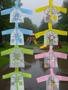 Impermeabile in PVC per bambini con disegni animati, impermeabile per campeggio all'aperto, impermeabile per bambini per persona singola con cappuccio e tasche - Product Image 2