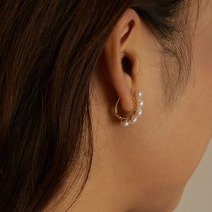 Dylam Classic Collection Fine Fashion Women Jewelry S925 Silver 18K Gold Plated Fresh Water Pearl <b>Hook</b> <b>Clip</b> on Earrings Jewelry - Product Image 3