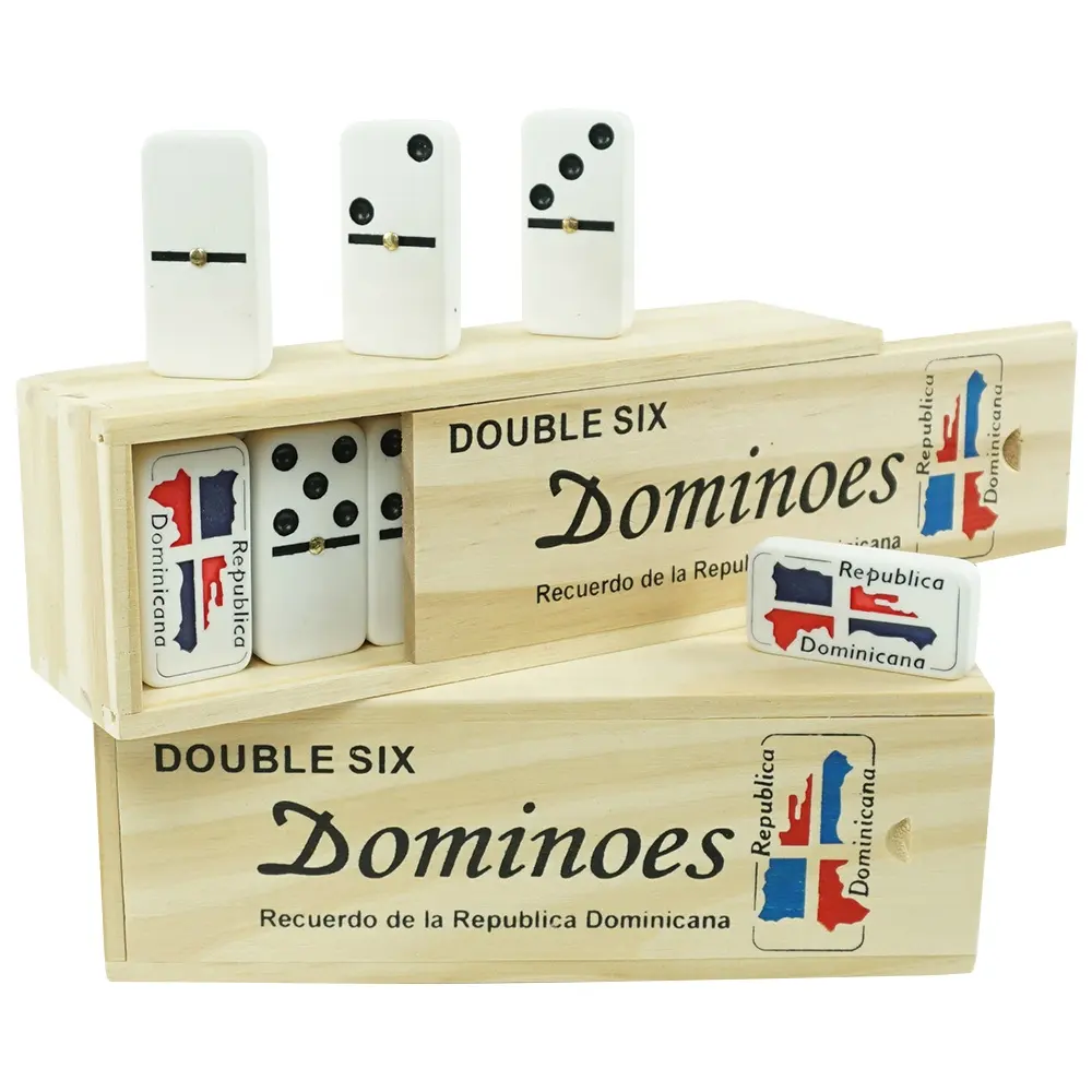 Juego de dominó personalizado de fábrica, caja de madera para juego de mesa