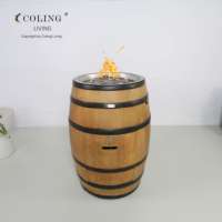 Table de foyer extérieur en forme de baril de whisky, résistante à la rouille, au propane, avec réservoir intégré, 65 000 BTU