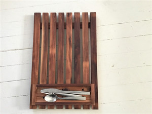 Flat Wood Dish Drying Rack in <strong>Sink</strong> for Kitchen Horizontal Plate <strong>Drainer</strong> Board <strong>with</strong> Cutlery and Knife Tray - Product Image 3