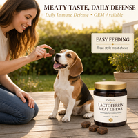 Complément de lactoferrine haute puissance pour chiens – Soutien immunitaire pour toutes les races – Soin quotidien – Facile à administrer – Friandise à mâcher – Lot économique – Toute l'année – OEM