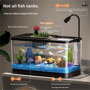 Aquarium de bureau carré auto-circulant écologique pour poissons rouges et tortues, en plastique rigoureusement sélectionné, pour la maison et le salon - Product Image 5