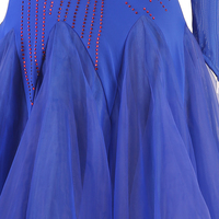 Fabrication chinoise Sexy bleu marine danse de salon longues robes femmes adulte compétition