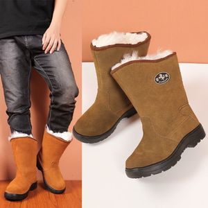 Bottes de neige Mengxue, chaudes, à semelle épaisse, courtes, d'hiver, unisexes, pour adultes, couleur unie, talon moyen, antidérapantes, durables - Product Image 2