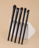 Cangzhou Zhufengtang JM103240 Pinceau à paupières et à visage en bois d'ébène, poils naturels, manche en bois, grand et petit, 1 pièce, maquillage