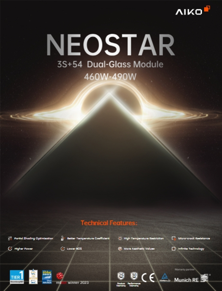 Aiko Neostar 3S+54 Gen3 a-Mce54db 460-490W Solar Panels